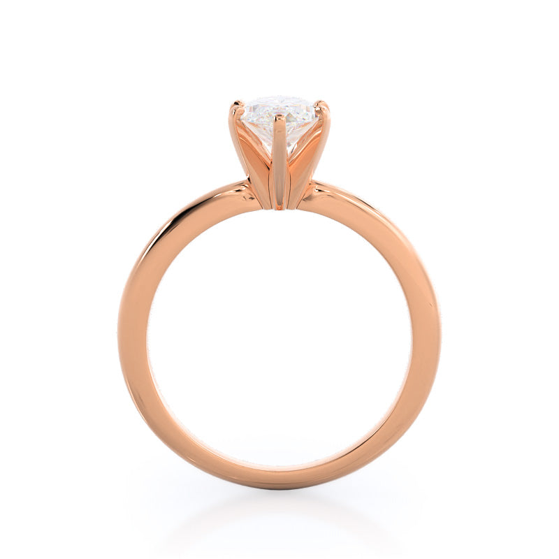 Fine Classic Six Prong Solitaire Diamond Engagement Ring with Marquise Cut Diamond in 14KT Rose Gold view 2
