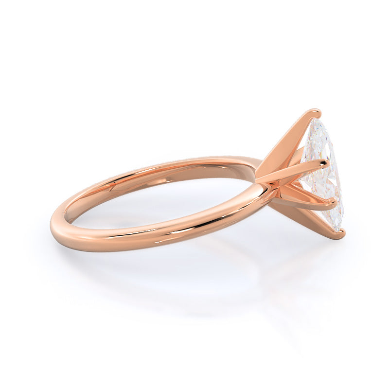 Fine Classic Six Prong Solitaire Diamond Engagement Ring with Marquise Cut Diamond in 14KT Rose Gold view 3
