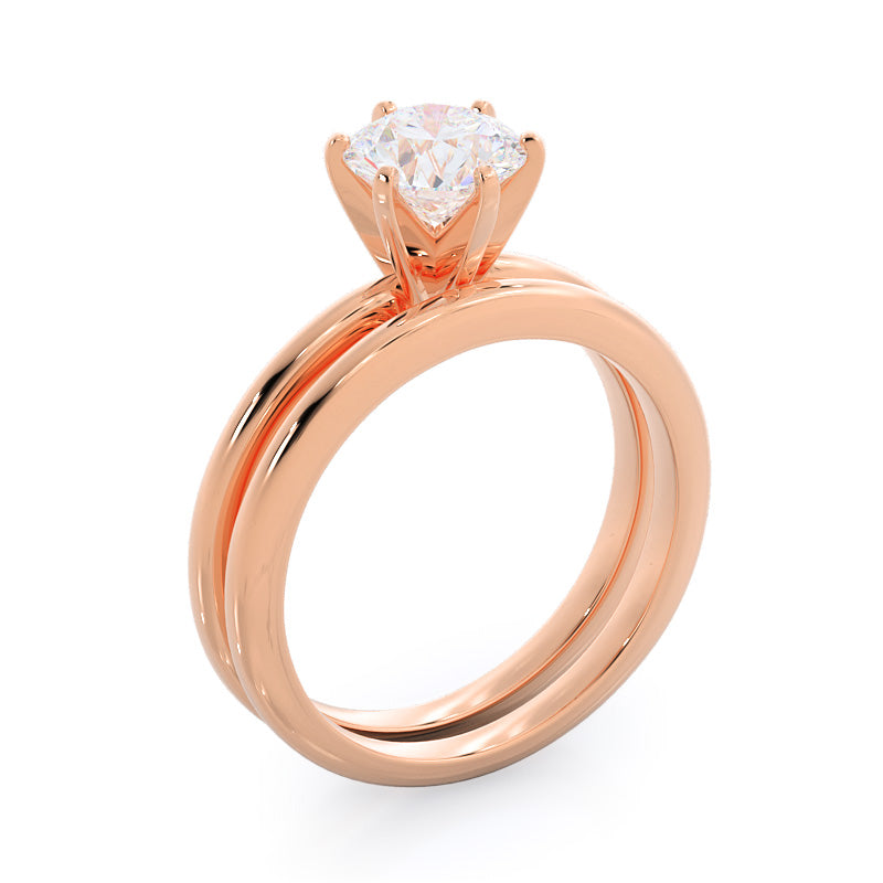 Fine Classic Six Prong Solitaire Diamond Engagement Ring with Oval Cut Diamond in 14KT Rose Gold view 4
