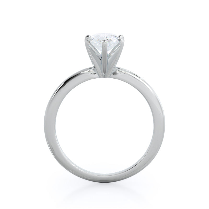 Fine Classic Six Prong Solitaire Diamond Engagement Ring with Pear Cut Diamond in 14KT Platinum view 2
