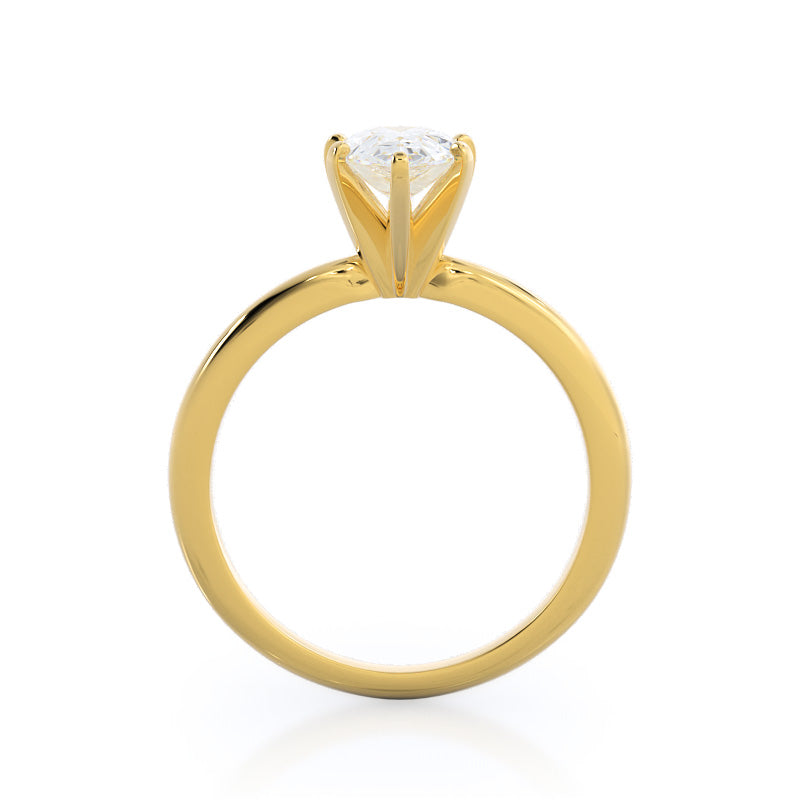 Fine Classic Six Prong Solitaire Diamond Engagement Ring with Pear Cut Diamond in 14KT Yellow Gold view 2

