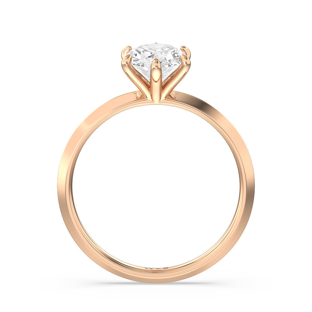 Oval Cut Six Prong Knife Edge Petite Engagement Ring (E+ VVS+) with Lab Grown Diamond in 14KT Rose Gold view 2
