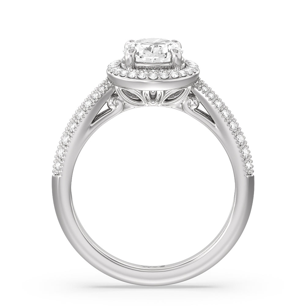 Oval Cut Vintage Oval Halo Engagement Ring (E+ VVS+) with Lab Grown Diamond in 14KT Platinum view 2
