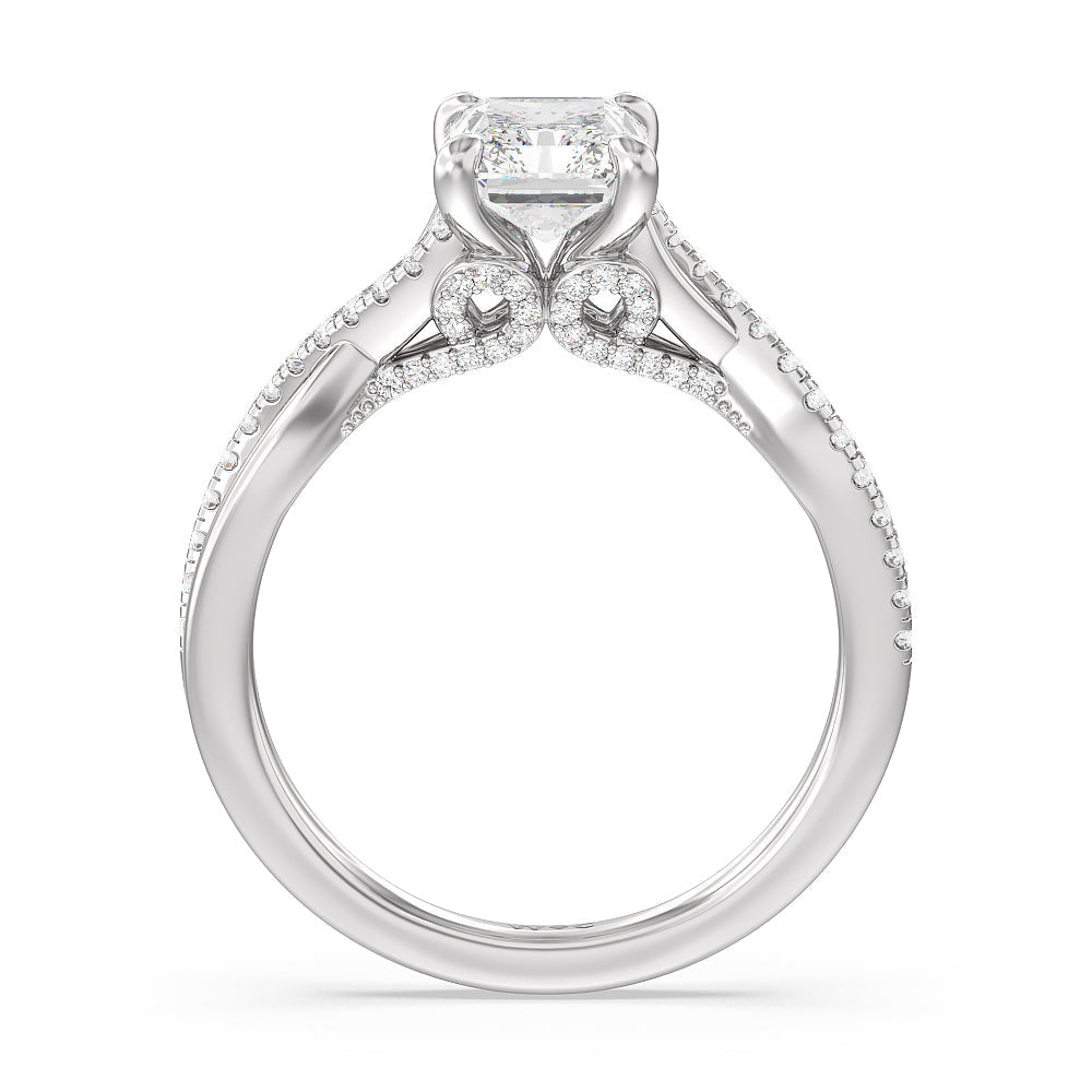 Radiant Cut Vintage Glamour Ribbon Swirl Engagement Ring (E+ VVS+) with Lab Grown Diamond in 14KT Platinum view 3
