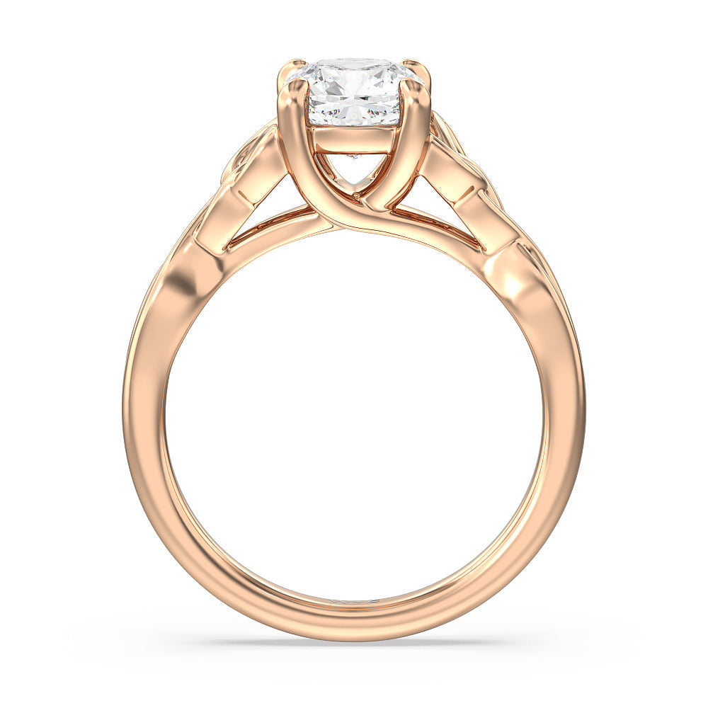 Fine Vintage Celtic Entwined Trinity Knot Engagement Ring with Cushion Cut Diamond in 14KT Rose Gold view 2
