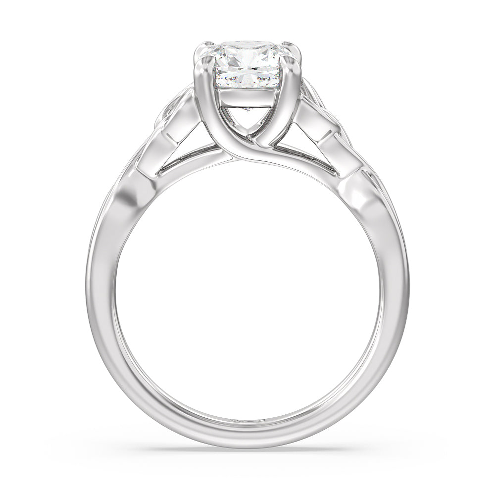 Fine Vintage Celtic Entwined Trinity Knot Engagement Ring with Cushion Cut Diamond in 14KT Platinum view 2
