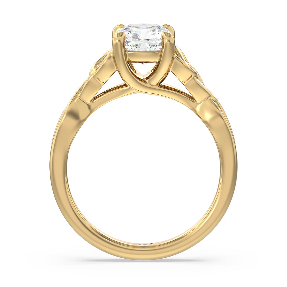 Fine Vintage Celtic Entwined Trinity Knot Engagement Ring with Cushion Cut Diamond in 14KT Yellow Gold view 2
