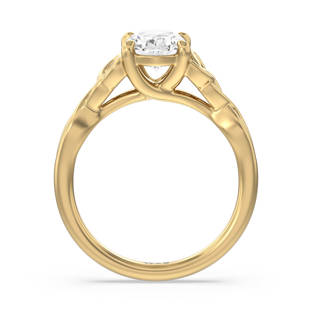 Fine Vintage Celtic Entwined Trinity Knot Engagement Ring with Oval Cut Diamond in 14KT Yellow Gold view 2
