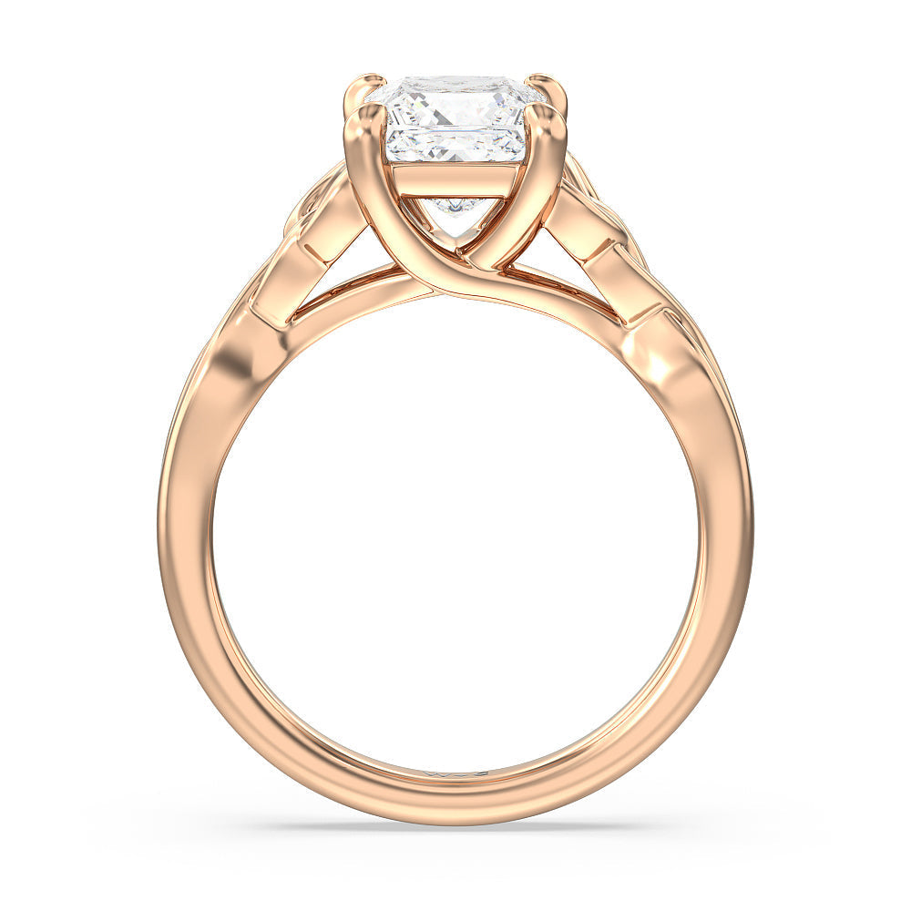 Fine Vintage Celtic Entwined Trinity Knot Engagement Ring with Princess Cut Diamond in 14KT Rose Gold view 2
