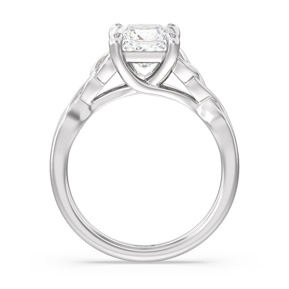 Fine Vintage Celtic Entwined Trinity Knot Engagement Ring with Princess Cut Diamond in 14KT Platinum view 2
