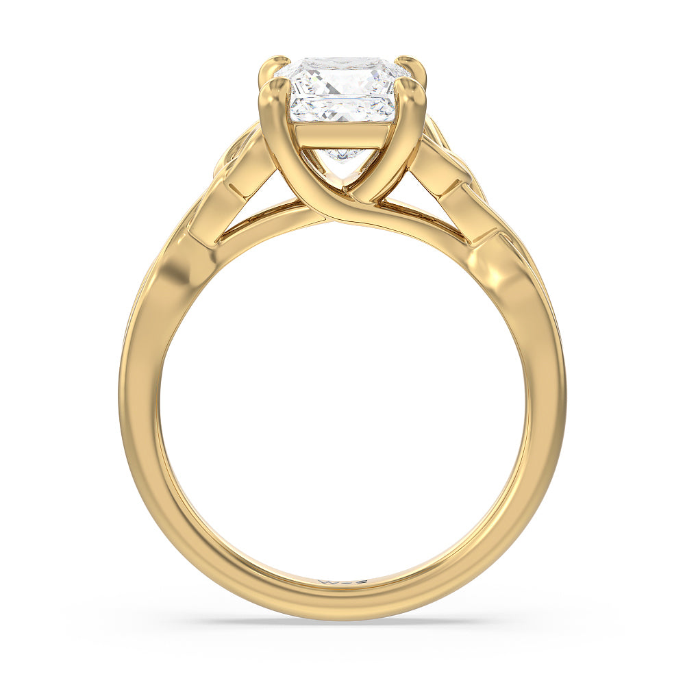 Fine Vintage Celtic Entwined Trinity Knot Engagement Ring with Princess Cut Diamond in 14KT Yellow Gold view 2
