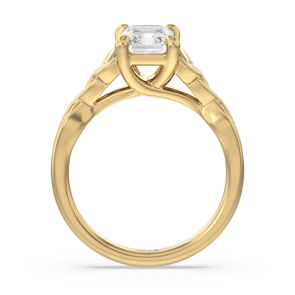 Fine Vintage Celtic Entwined Trinity Knot Engagement Ring with Radiant Cut Diamond in 14KT Yellow Gold view 2
