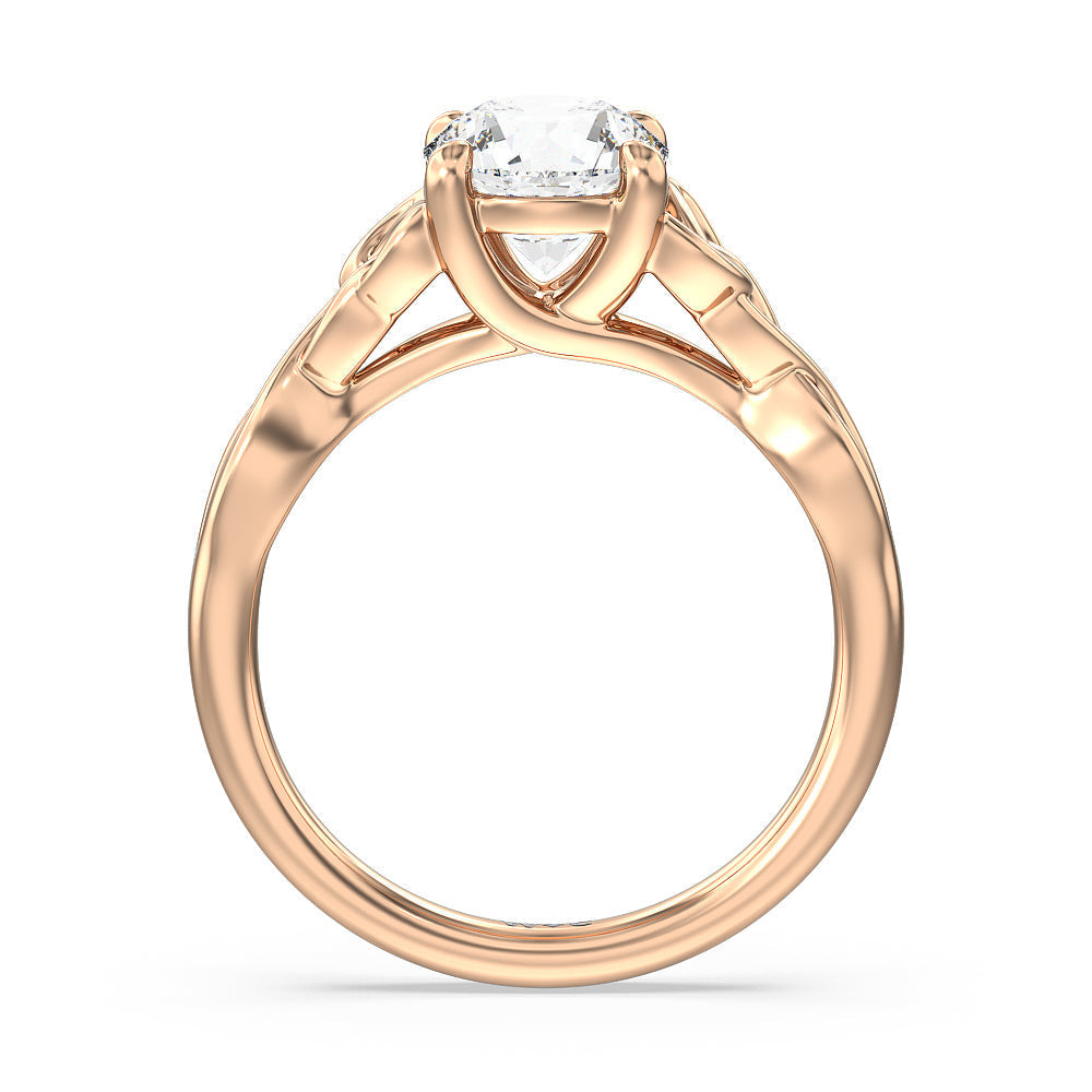Fine Vintage Celtic Entwined Trinity Knot Engagement Ring with Round Cut Diamond in 14KT Rose Gold view 2

