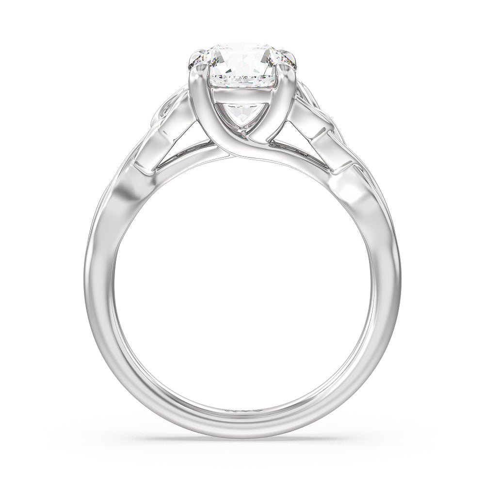 Fine Vintage Celtic Entwined Trinity Knot Engagement Ring with Round Cut Diamond in 14KT Platinum view 2
