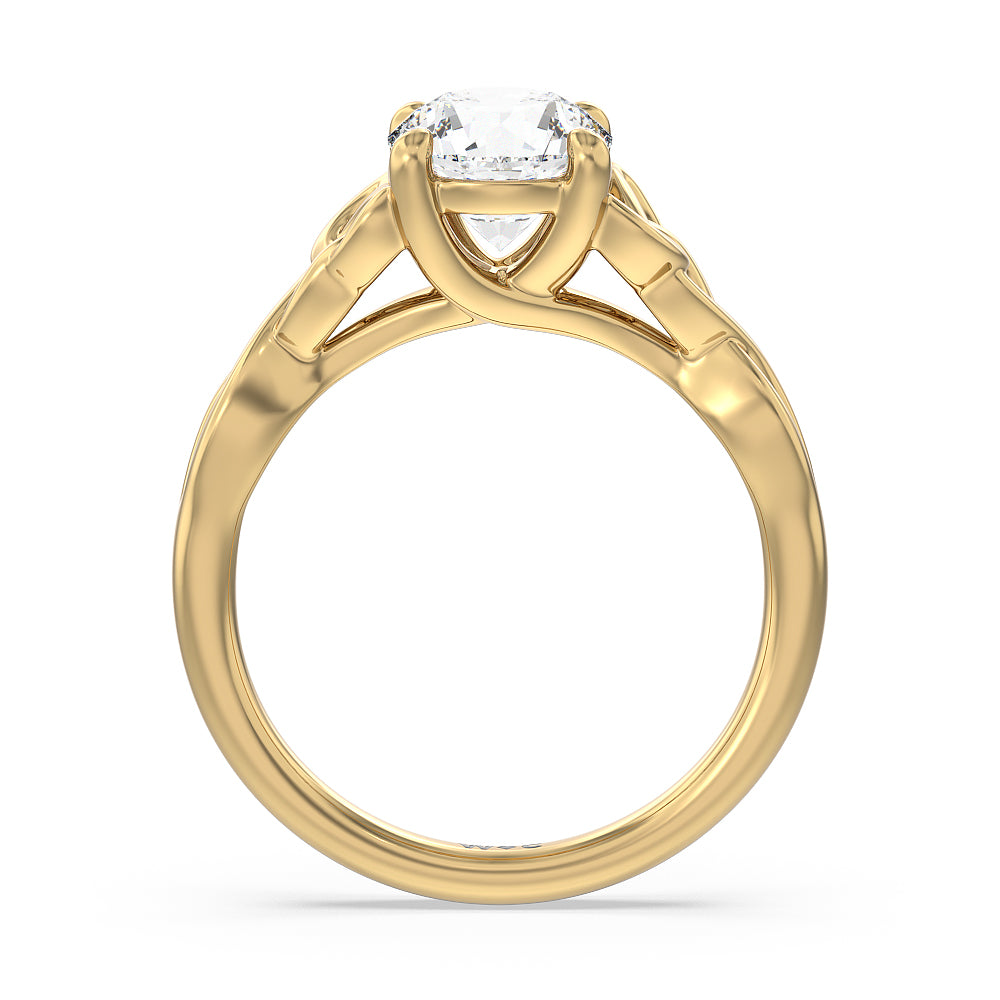 Fine Vintage Celtic Entwined Trinity Knot Engagement Ring with Round Cut Diamond in 14KT Yellow Gold view 2
