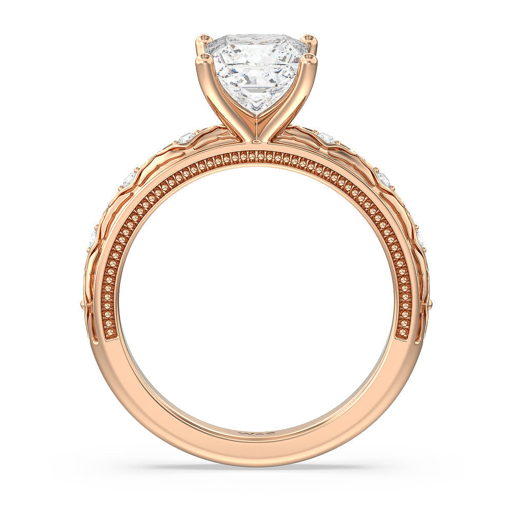 Princess Cut Vintage Blossom Engagement Ring (E+ VVS+) with Lab Grown Diamond in 14KT Rose Gold view 2
