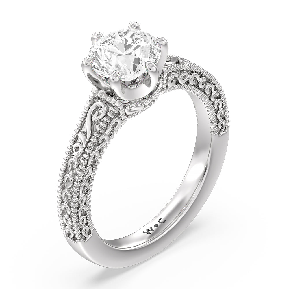 3.00ct Round Seraphine Six Prong Engagement Ring with 3 Cut Diamond in 14KT Round view 4
