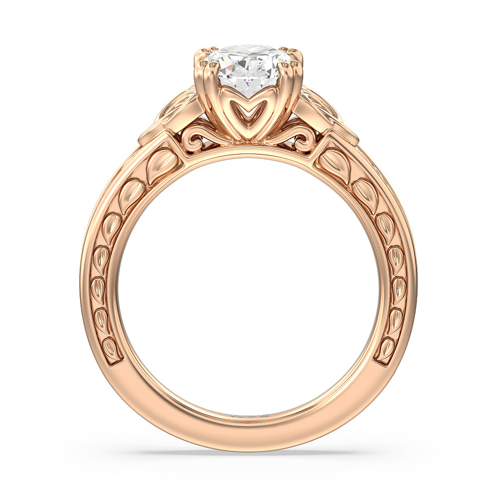 Oval Cut Vintage Celtic Engraved Engagement Ring (E+ VVS+) with Lab Grown Diamond in 14KT Rose Gold view 3
