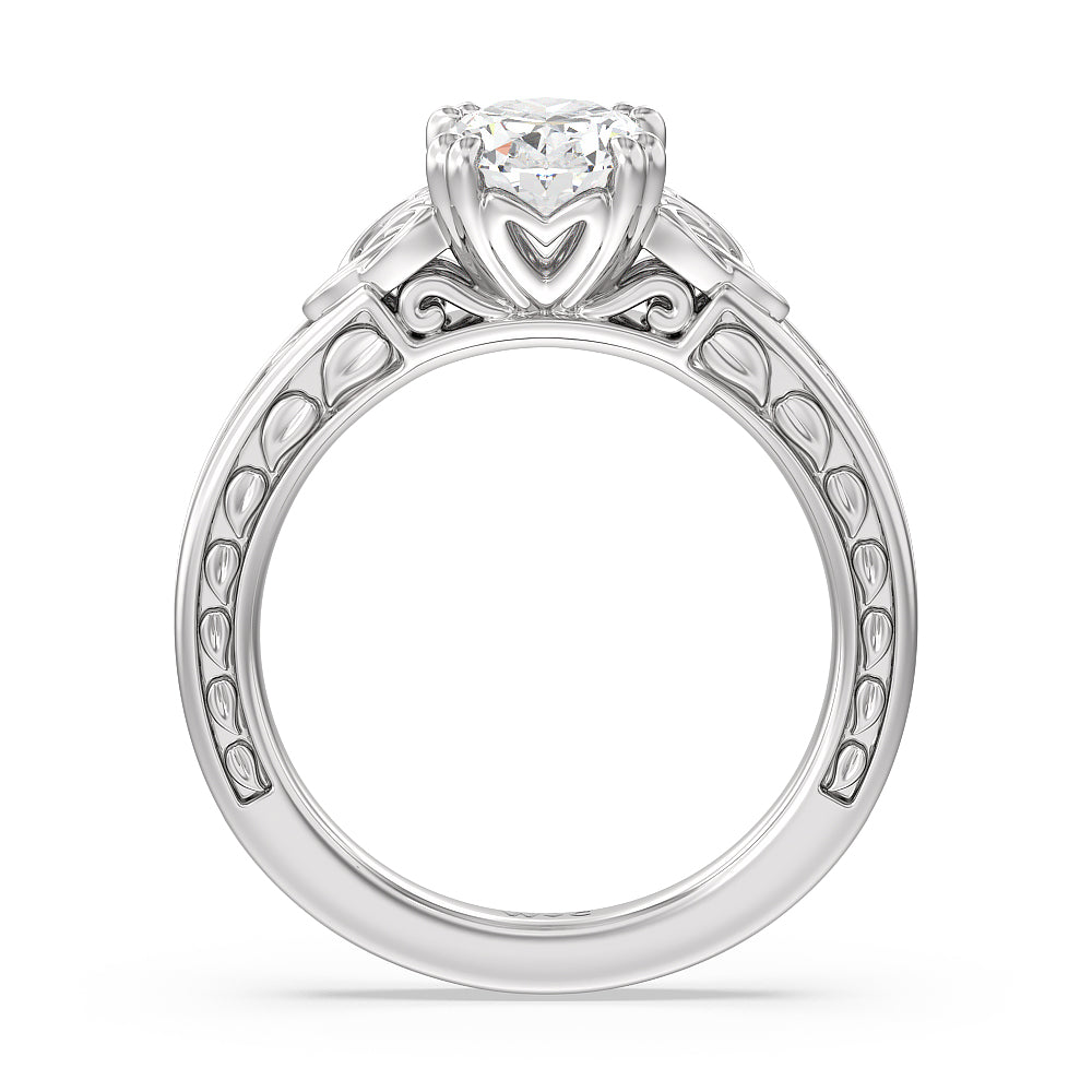 Oval Cut Vintage Celtic Engraved Engagement Ring (E+ VVS+) with Lab Grown Diamond in 14KT Platinum view 3
