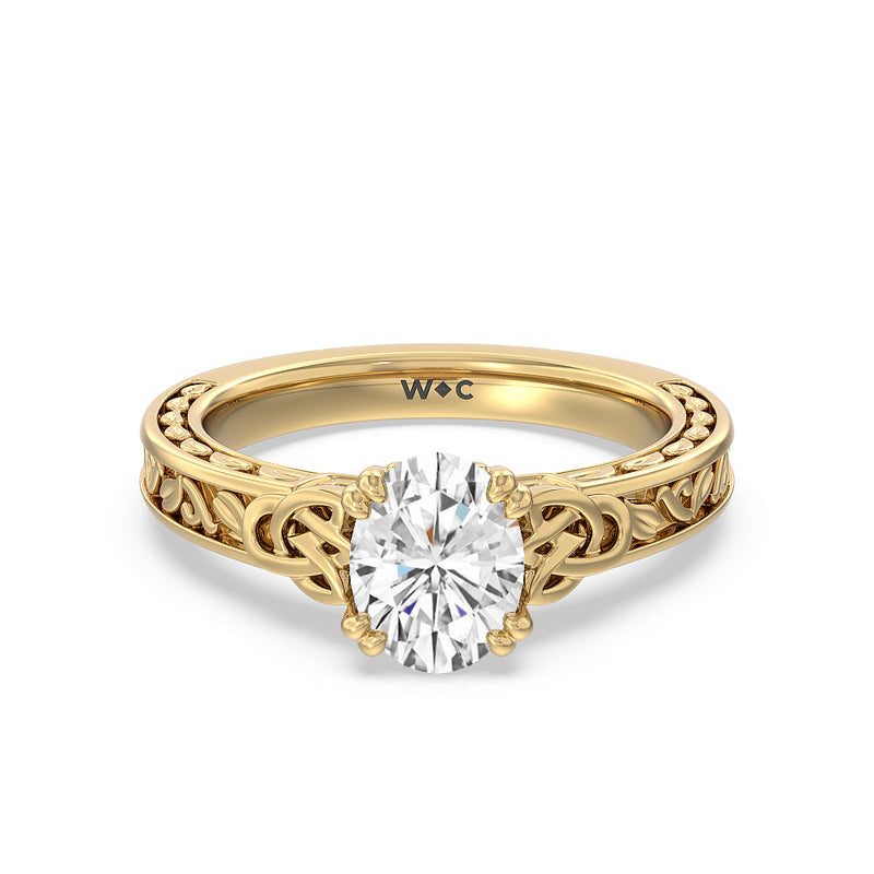 Vintage Celtic Engraved Engagement Ring (E+ VVS+)