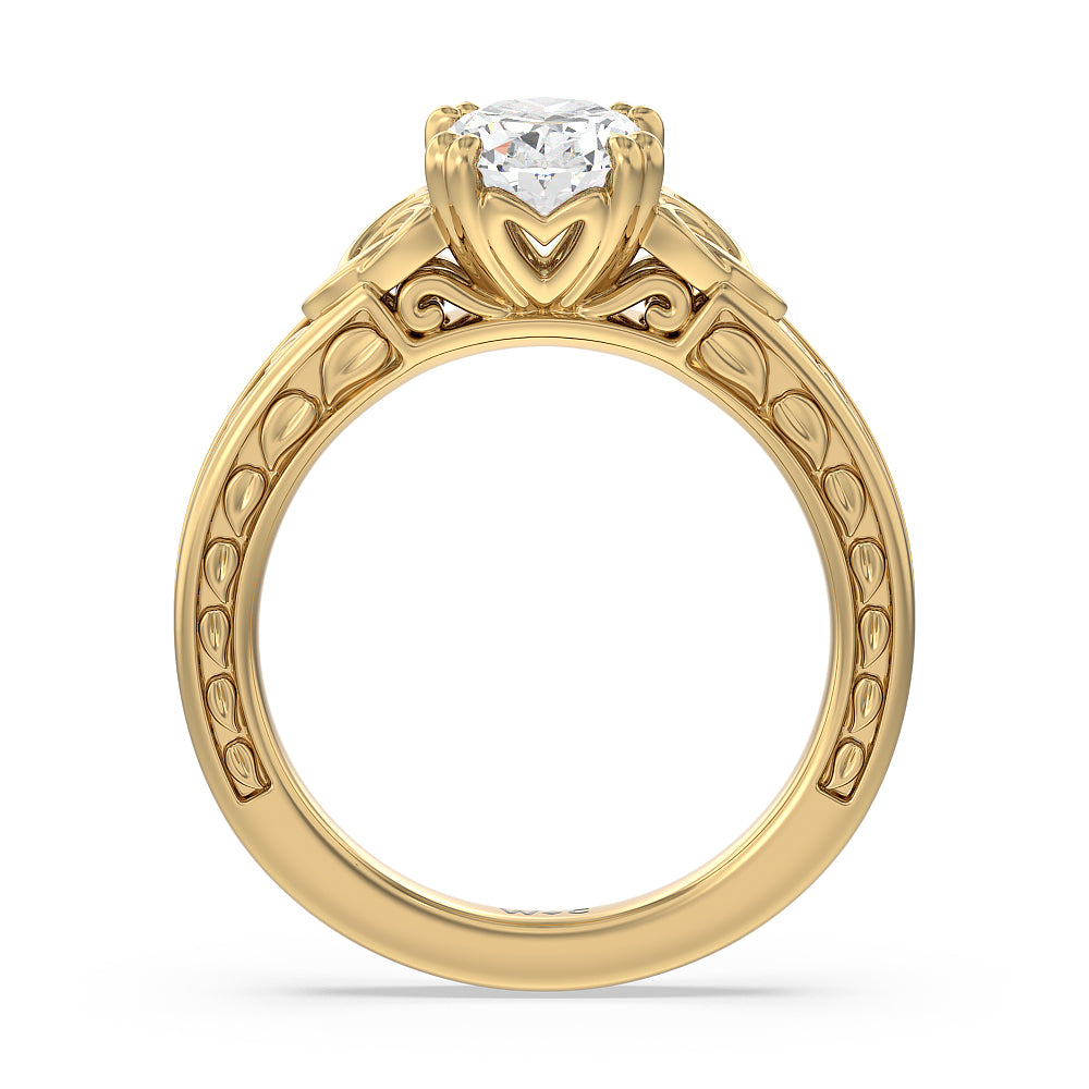 Oval Cut Vintage Celtic Engraved Engagement Ring (E+ VVS+) with Lab Grown Diamond in 14KT Yellow Gold view 3
