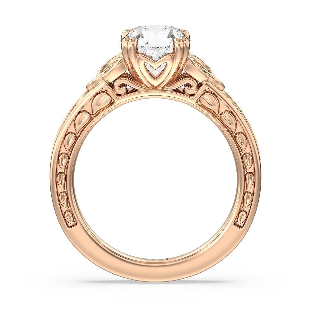 Round Cut Vintage Celtic Engraved Engagement Ring (E+ VVS+) with Lab Grown Diamond in 14KT Rose Gold view 3
