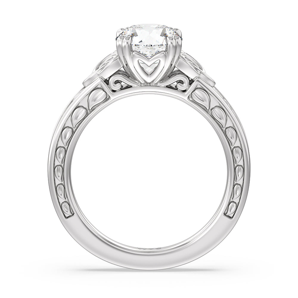 Round Cut Vintage Celtic Engraved Engagement Ring (E+ VVS+) with Lab Grown Diamond in 14KT Platinum view 3
