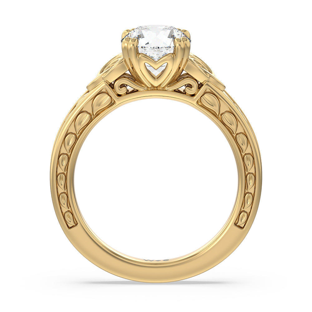 Round Cut Vintage Celtic Engraved Engagement Ring (E+ VVS+) with Lab Grown Diamond in 14KT Yellow Gold view 3

