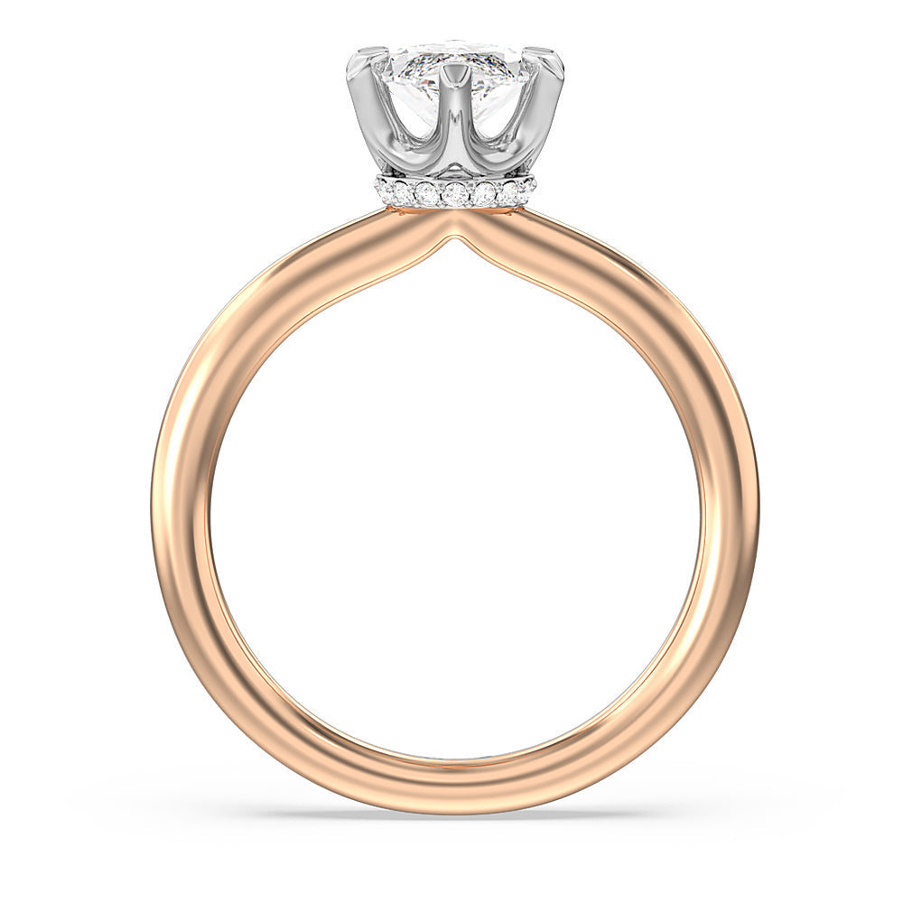 Marquise Cut 6 Claw Hidden Halo Engagement Ring with Lab Grown Diamond in 14KT White & Rose Gold view 2
