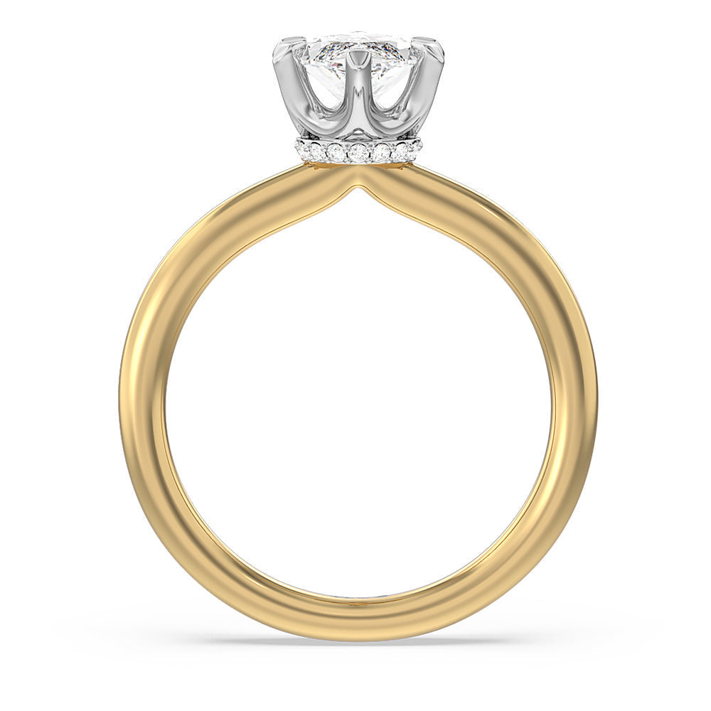 Marquise Cut 6 Claw Hidden Halo Engagement Ring with Lab Grown Diamond in 14KT White & Yellow Gold view 2
