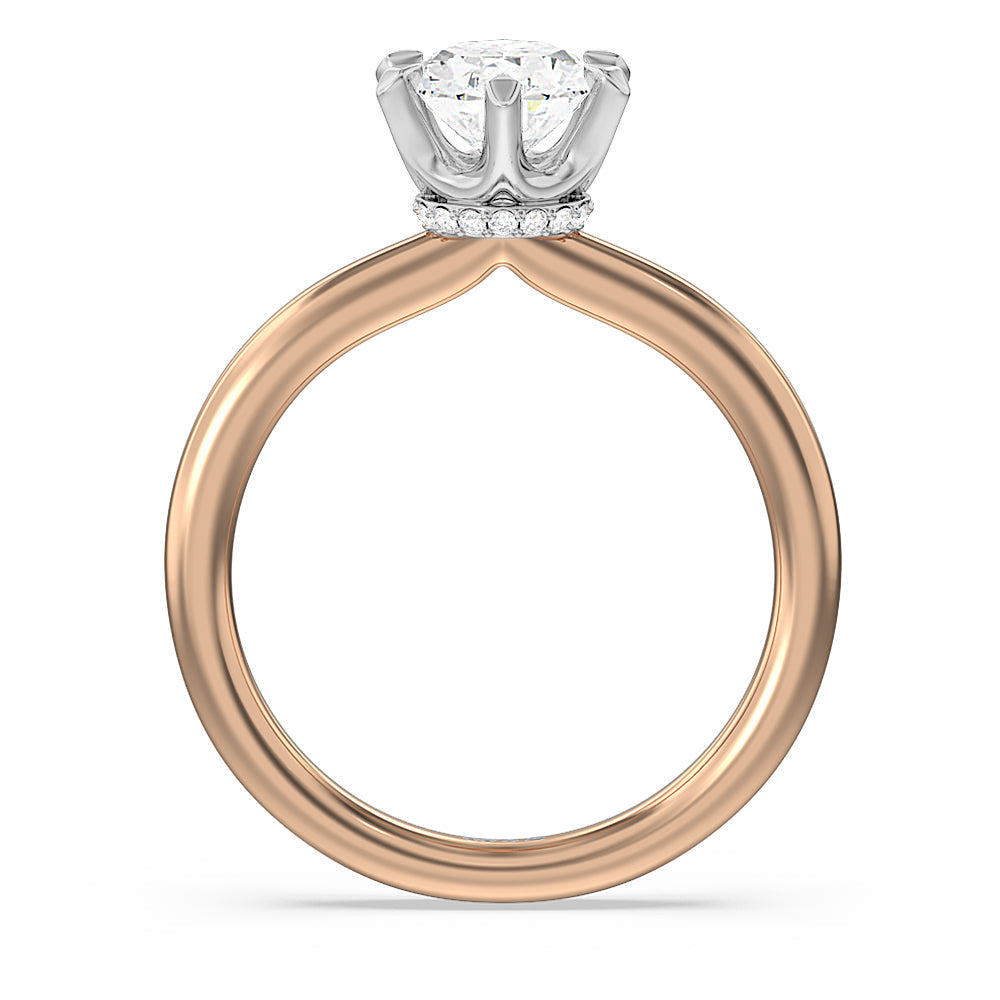 Oval Cut 6 Claw Hidden Halo Engagement Ring with Lab Grown Diamond in 14KT White & Rose Gold view 2
