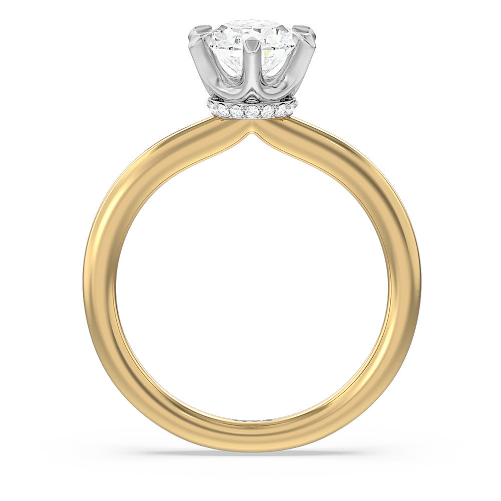 Oval Cut 6 Claw Hidden Halo Engagement Ring with Lab Grown Diamond in 14KT White & Yellow Gold view 2
