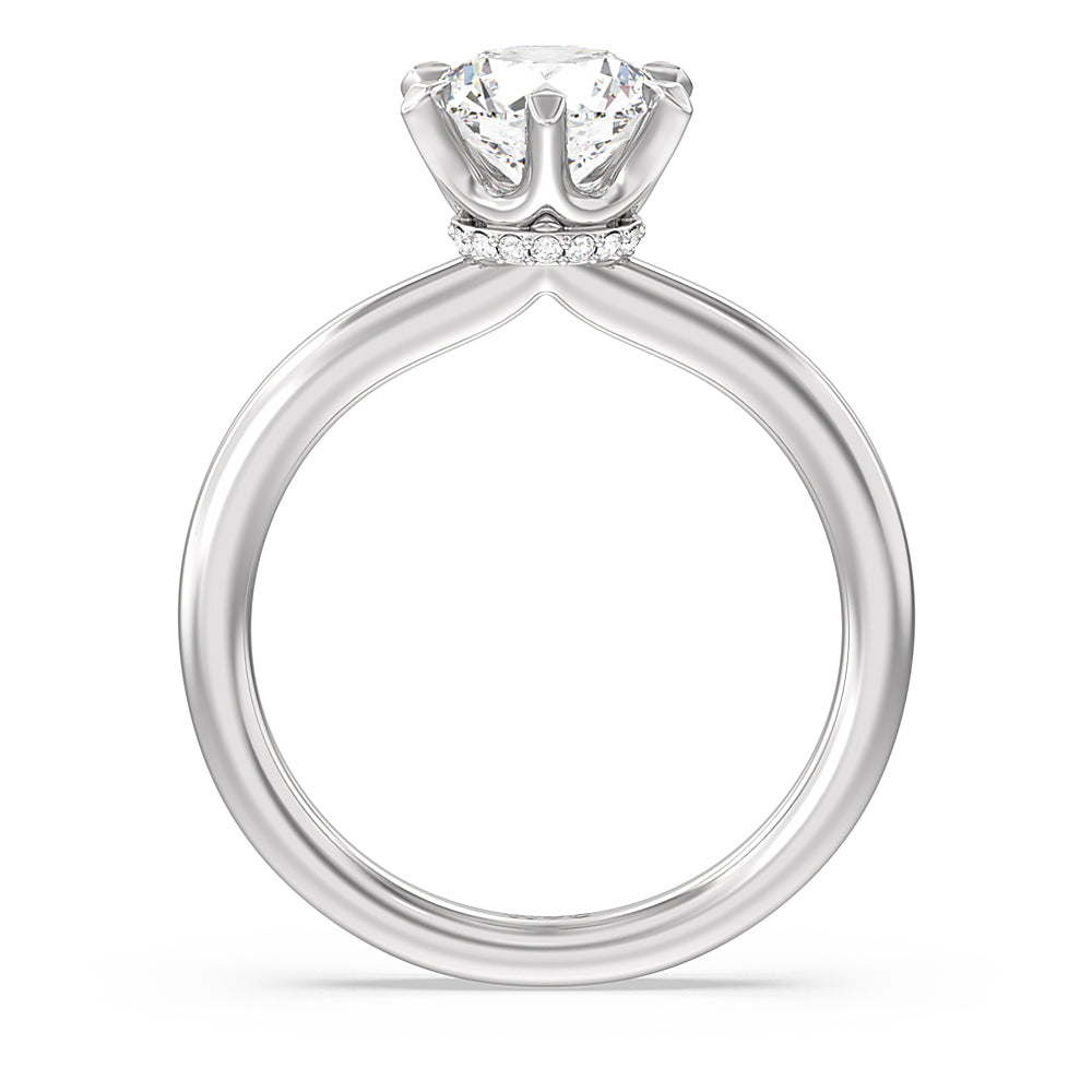 2.75ct Round 6 Claw Hidden Halo Engagement Ring with 2 3/4 Cut Diamond in 14KT Round view 2
