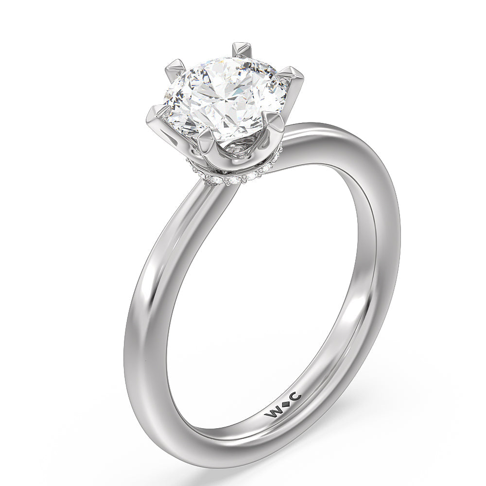 2.75ct Round 6 Claw Hidden Halo Engagement Ring with 2 3/4 Cut Diamond in 14KT Round view 3
