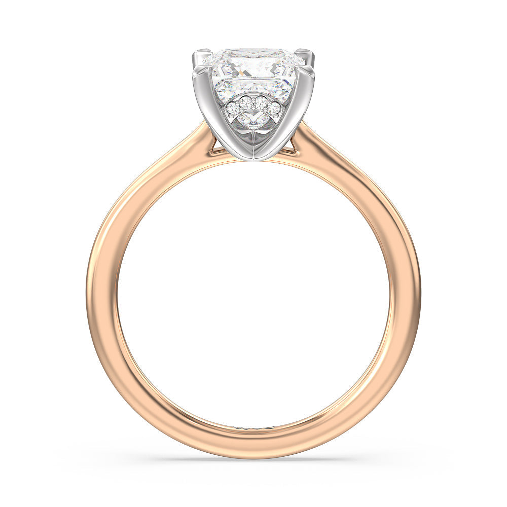 Princess Cut Fine Line Cathedral Solitaire Engagement Ring (E+ VVS+) with Lab Grown Diamond in 14KT White & Rose Gold view 2
