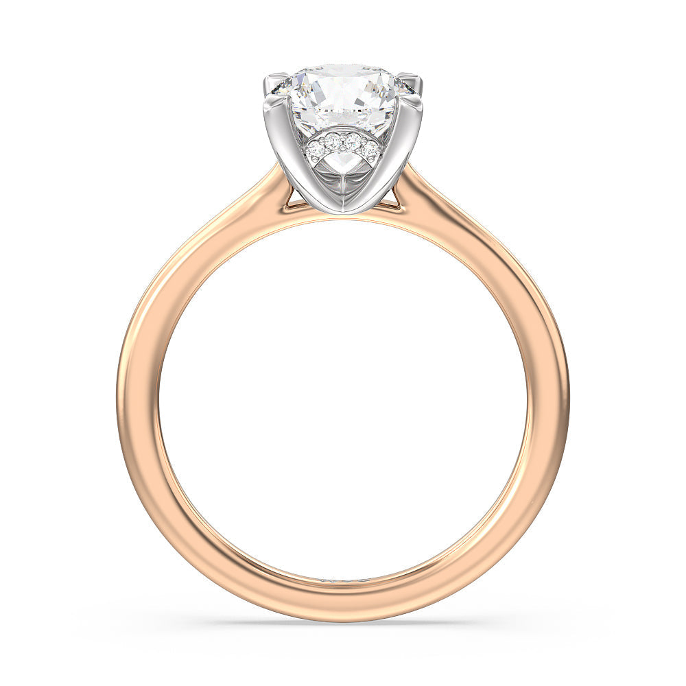 Round Cut Fine Line Cathedral Solitaire Engagement Ring (E+ VVS+) with Lab Grown Diamond in 14KT White & Rose Gold view 2

