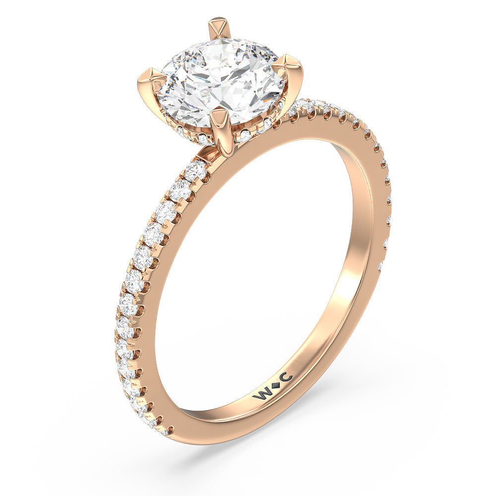 Round Cut Classic Hidden Halo Engagement Ring with Lab Grown Diamond in 14KT Rose Gold view 4
