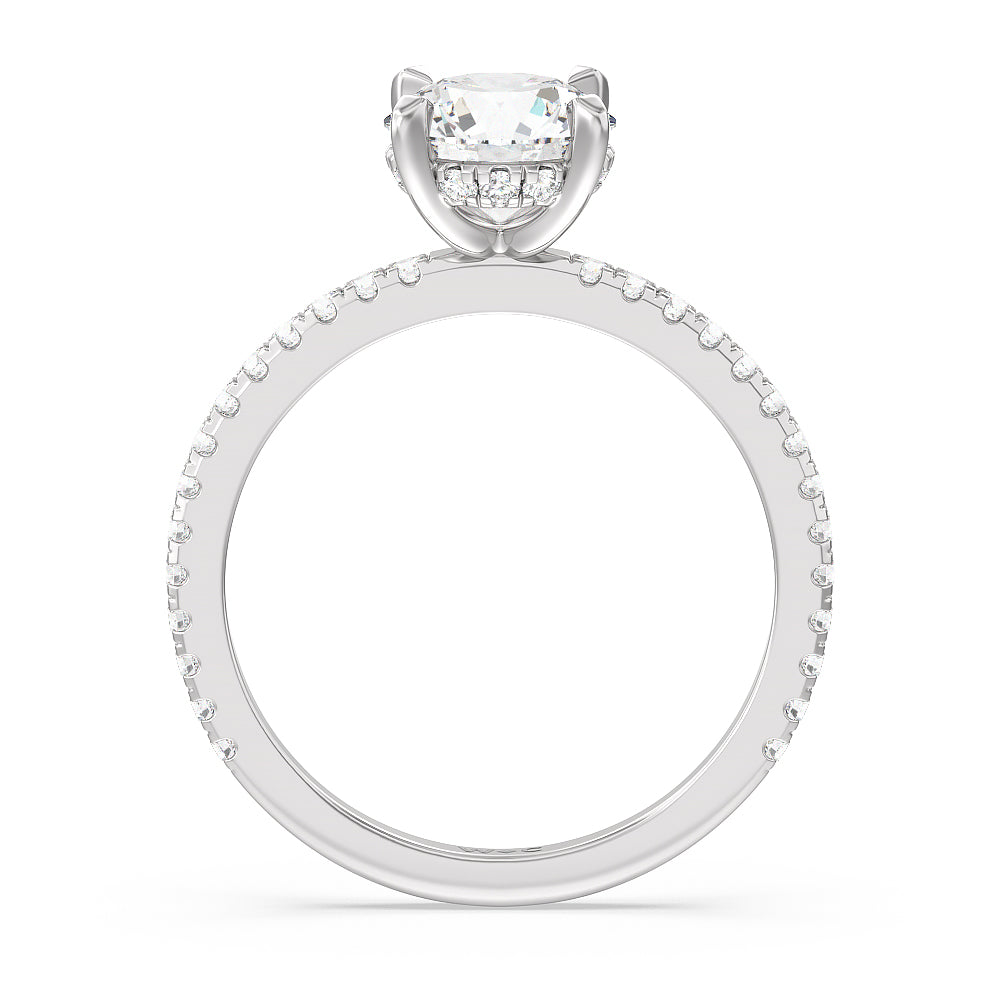 Round Cut Classic Hidden Halo Engagement Ring with Lab Grown Diamond in 14KT White Gold view 3
