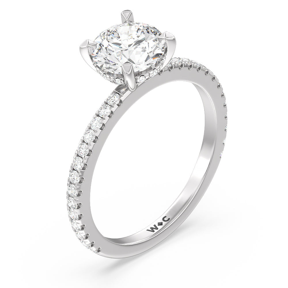 Round Cut Classic Hidden Halo Engagement Ring with Lab Grown Diamond in 14KT White Gold view 4
