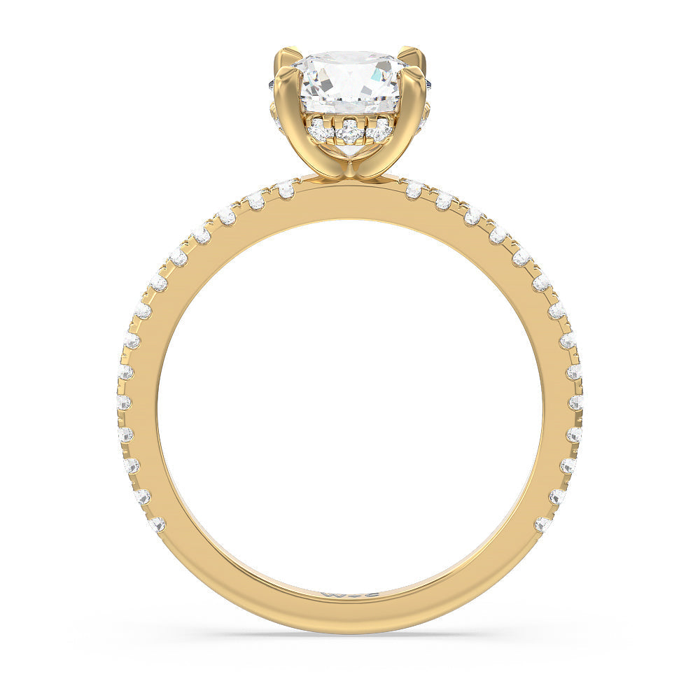 Round Cut Classic Hidden Halo Engagement Ring with Lab Grown Diamond in 14KT Yellow Gold view 3
