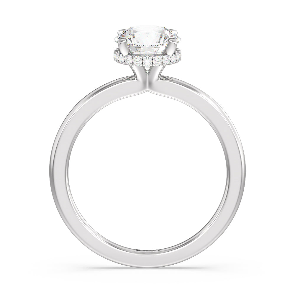 Petite Modern Fine Line High Hidden Halo Solitaire Ring