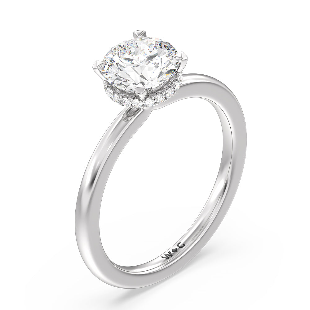Petite Modern Fine Line High Hidden Halo Solitaire Ring