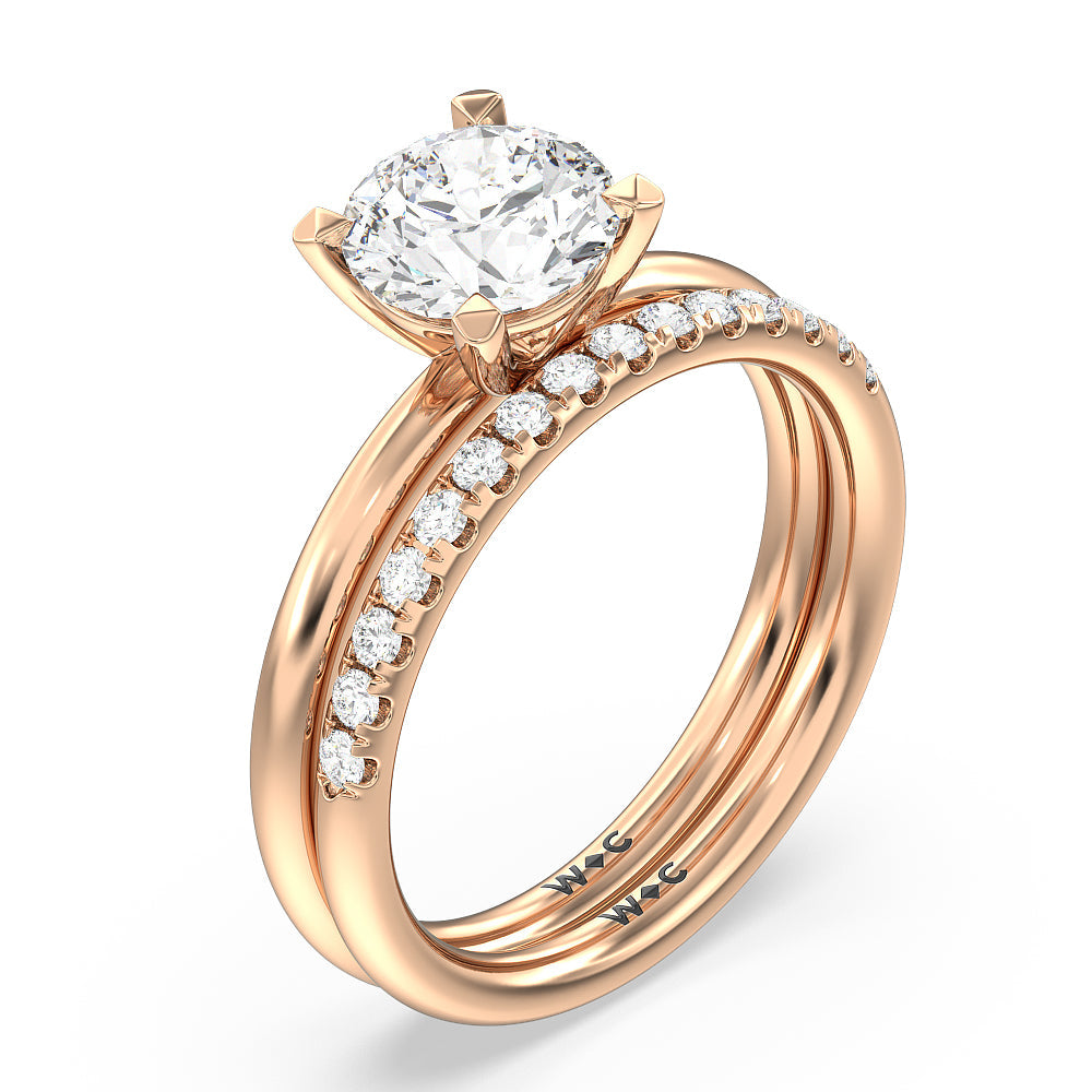 Classic Four Prong Petite Comfort Fit Solitaire Engagement Ring with Cushion Cut Diamond in 14KT Rose Gold view 4
