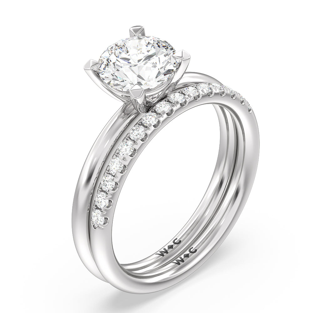 Classic Four Prong Petite Comfort Fit Solitaire Engagement Ring with Pear Cut Diamond in 14KT Platinum view 5
