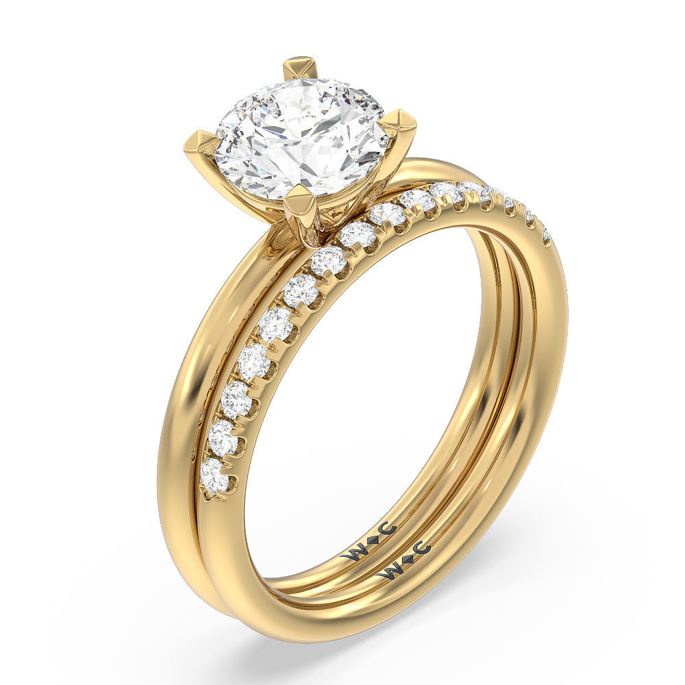Classic Four Prong Petite Comfort Fit Solitaire Engagement Ring with Pear Cut Diamond in 14KT Yellow Gold view 5
