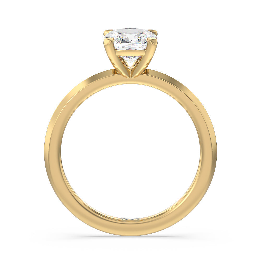 Cushion Cut Petite Knife Edge Solitaire Lab Grown Diamond Engagement Ring (E+ VVS+) with Lab Grown Diamond in 14KT Yellow Gold view 2
