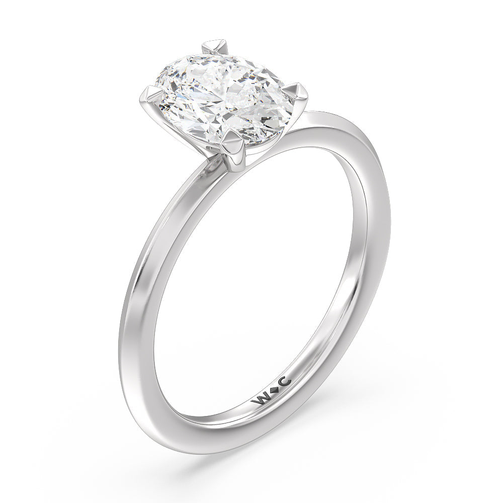 Oval Cut Petite Knife Edge Solitaire Lab Grown Diamond Engagement Ring (E+ VVS+) with Lab Grown Diamond in 14KT Platinum view 3

