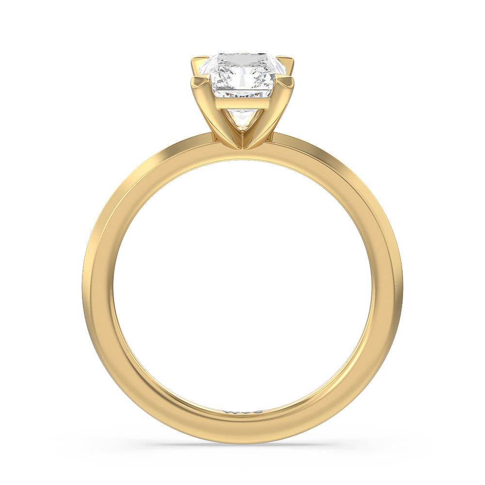 Radiant Cut Petite Knife Edge Solitaire Lab Grown Diamond Engagement Ring (E+ VVS+) with Lab Grown Diamond in 14KT Yellow Gold view 2
