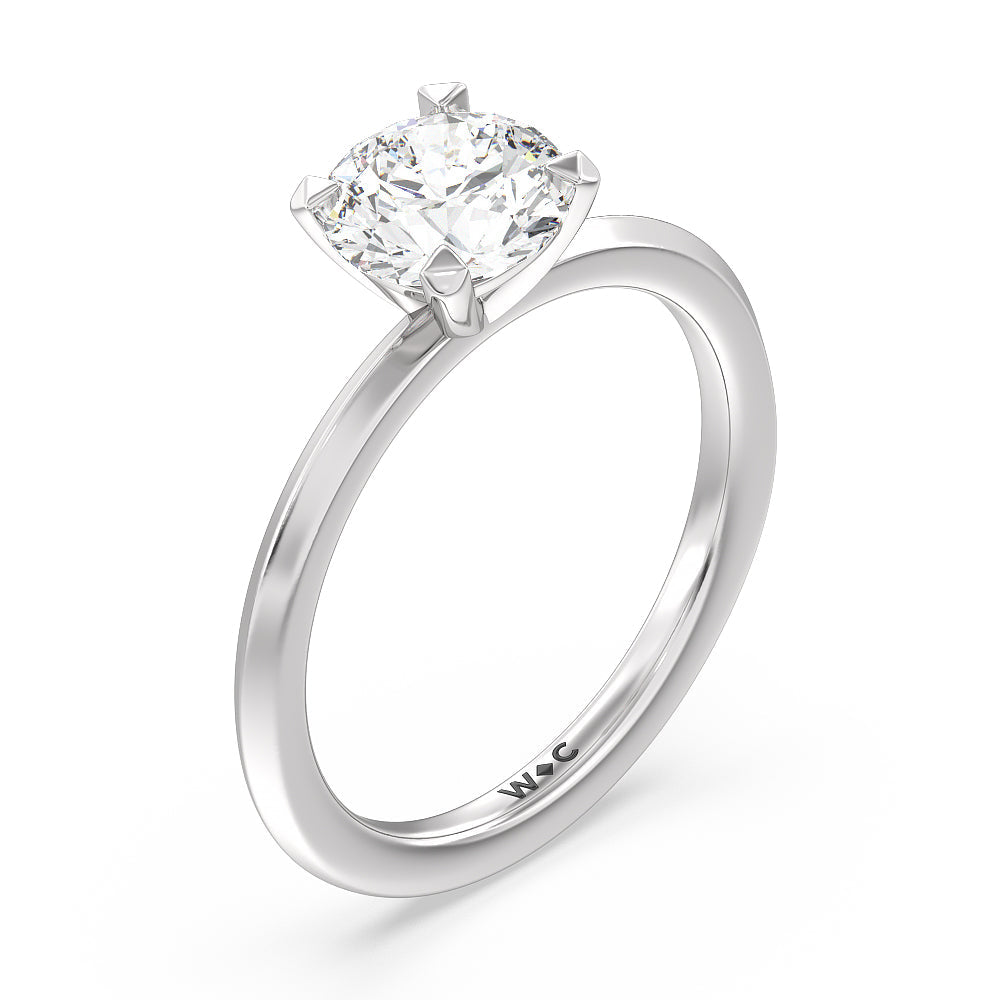 Round Cut Petite Knife Edge Solitaire Lab Grown Diamond Engagement Ring (E+ VVS+) with Lab Grown Diamond in 14KT Platinum view 3
