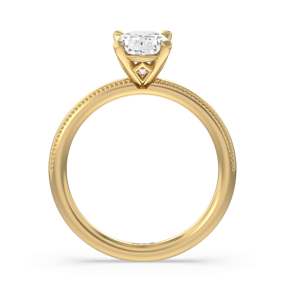 Oval Cut Kite Basket Four Prong Solitaire Engagement Ring (E+ VVS+) with Lab Grown Diamond in 14KT Yellow Gold view 2
